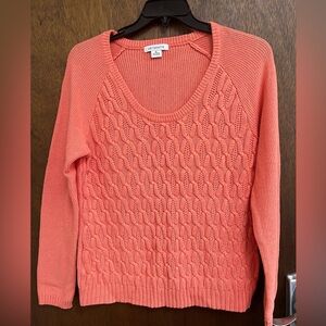 Liz Claiborne Coral Knit patterned Sweater Pullover Sz XL